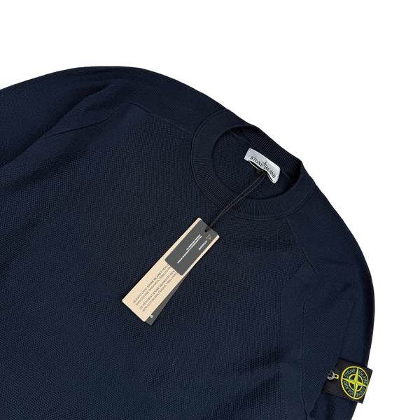 Stone Island 2025 Cotton Knit Navy Jumper - Large/Medium