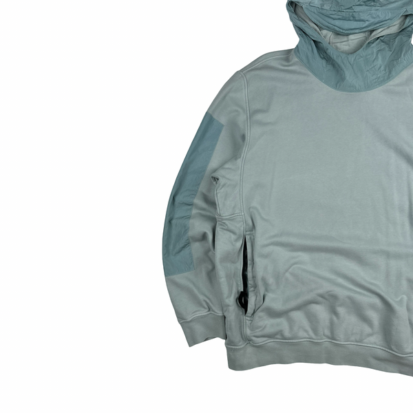 Stone Island 2023 Light Blue Cotton Nylon Panel Hood Jumper - XL