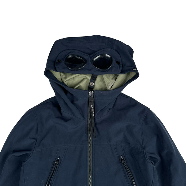 CP Company Junior Navy Blue Softshell Zip up Goggle Jacket - Age 8