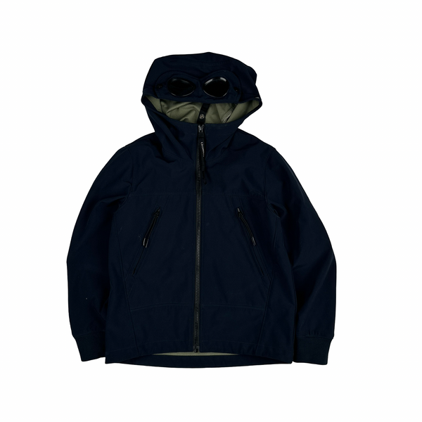 CP Company Junior Navy Blue Softshell Zip up Goggle Jacket - Age 8