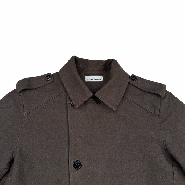 Stone Island 2014 Brown Saia Doppia Faccia Wool Long Winter Jacket - Large