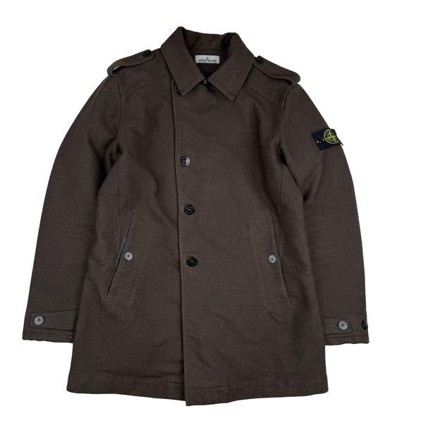 Stone Island 2014 Brown Saia Doppia Faccia Wool Long Winter Jacket - Large