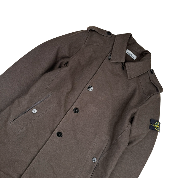Stone Island 2014 Brown Saia Doppia Faccia Wool Long Winter Jacket - Large