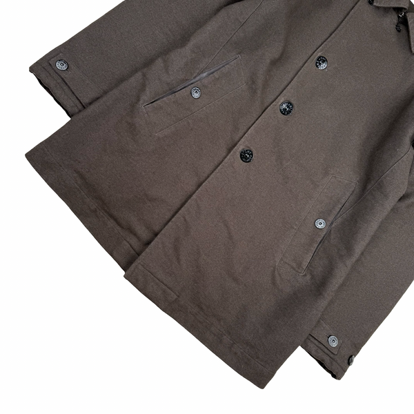Stone Island 2014 Brown Saia Doppia Faccia Wool Long Winter Jacket - Large
