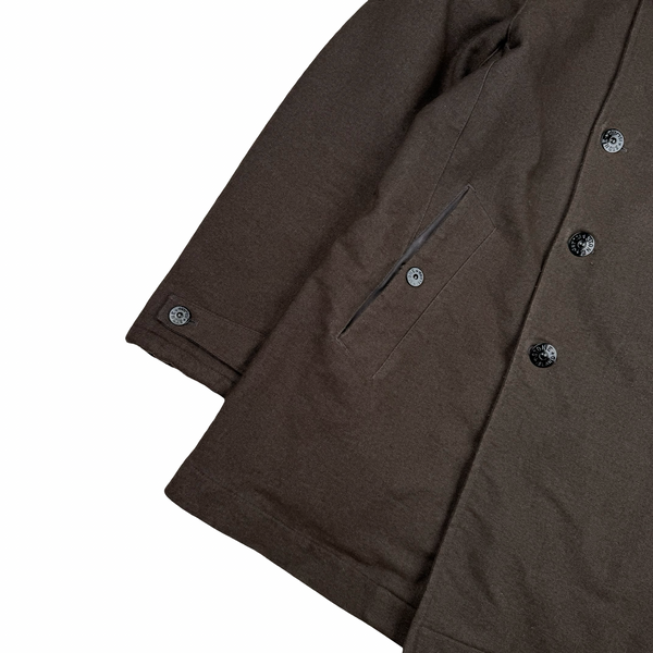 Stone Island 2014 Brown Saia Doppia Faccia Wool Long Winter Jacket - Large