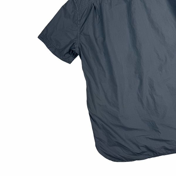 Stone Island 2014 Grey Cotton Spellout Buttoned Short Sleeve Shirt - XL