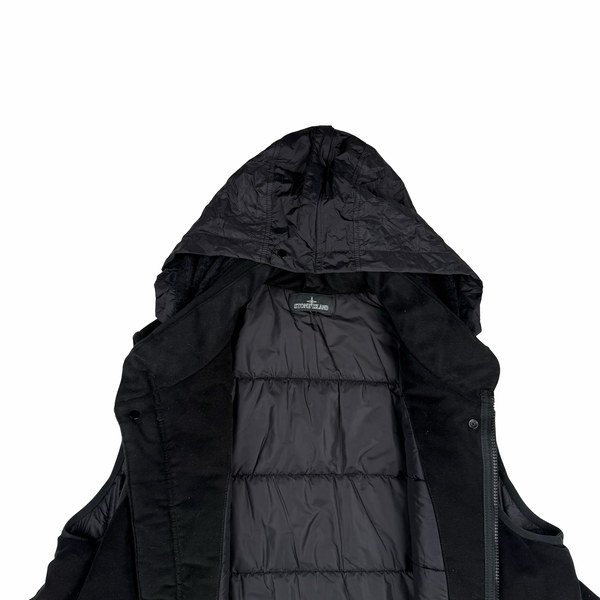 Stone Island 2020 Black Shadow Project Primaloft Moleskin Hooded Gilet - XXL