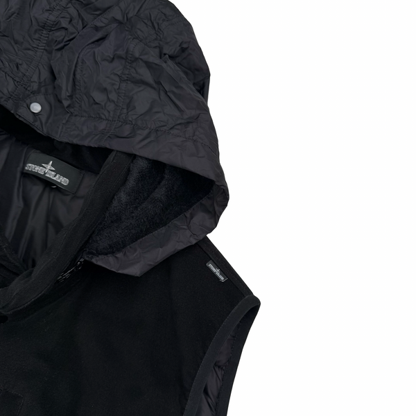 Stone Island 2020 Black Shadow Project Primaloft Moleskin Hooded Gilet - XXL