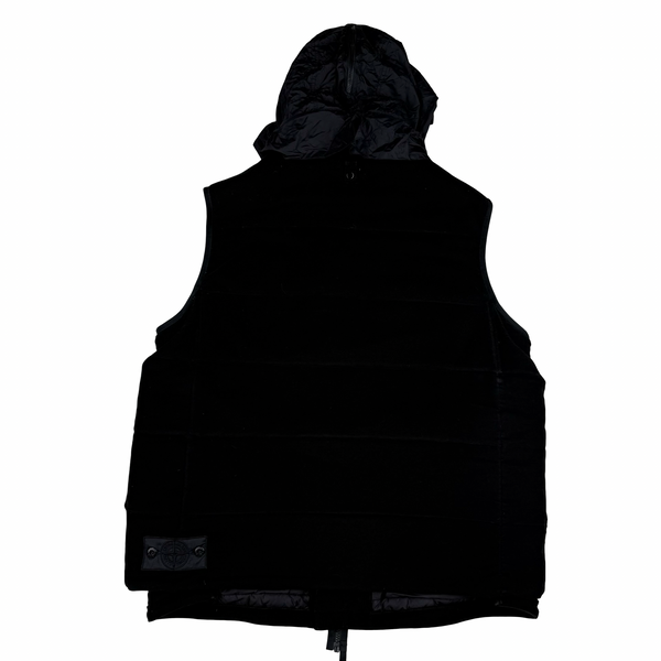 Stone Island 2020 Black Shadow Project Primaloft Moleskin Hooded Gilet - XXL