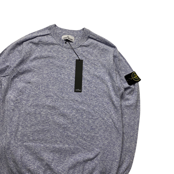 Stone Island 2022 Blue Knit Marl Crewneck Jumper - Large