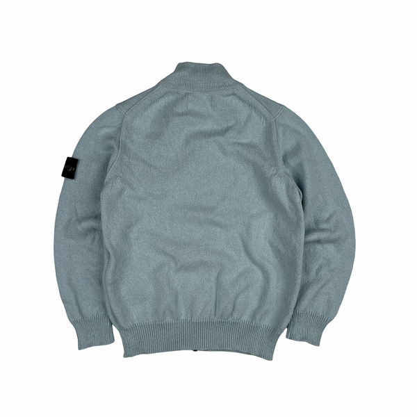 Stone Island Junior Light Blue 2025 Full Zip cotton Jumper - Age 8