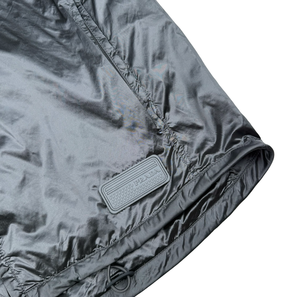 Prada Pewter Grey Metal Windbreaker Hooded Jacket - Small (46)
