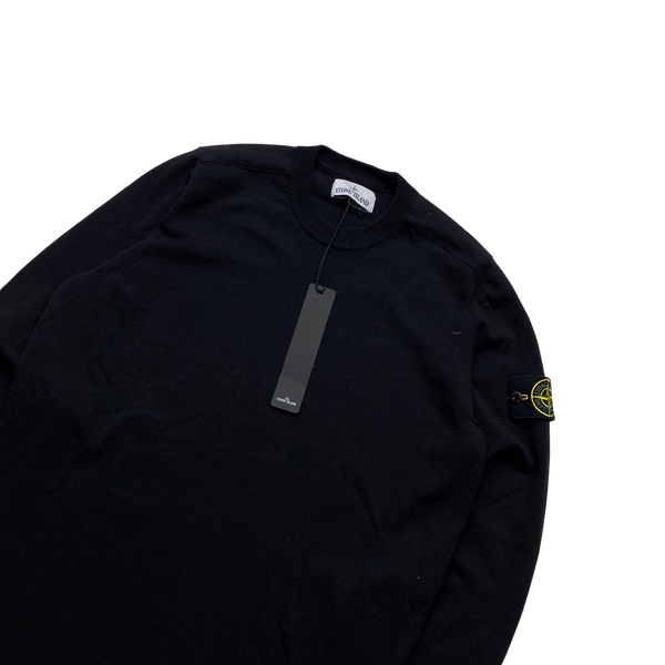 Stone Island 2022 Black Knit Crewneck Jumper Small