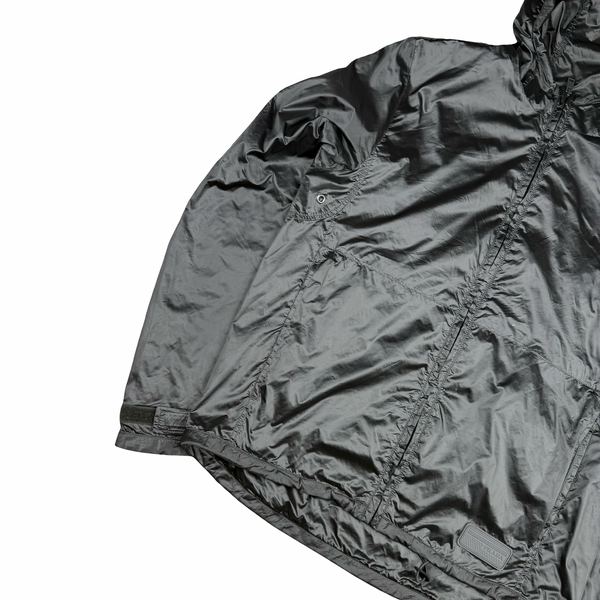 Prada Pewter Grey Metal Windbreaker Hooded Jacket - Small (46)