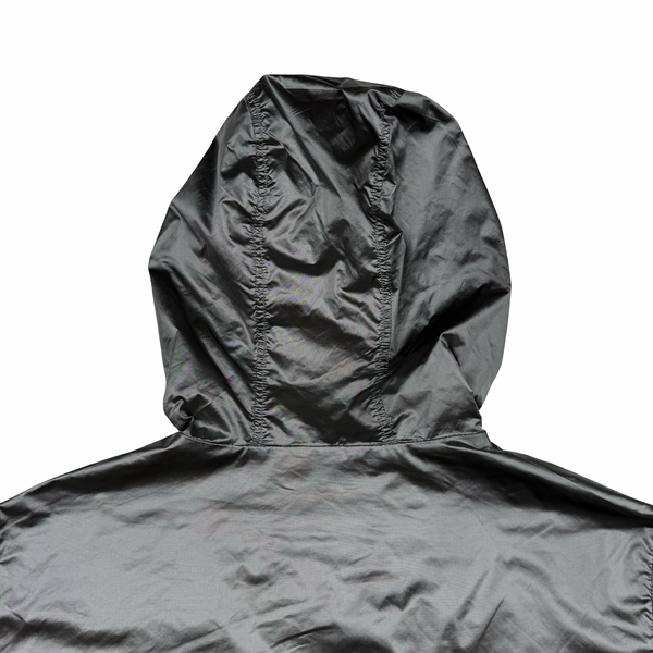 Prada Pewter Grey Metal Windbreaker Hooded Jacket - Small (46)
