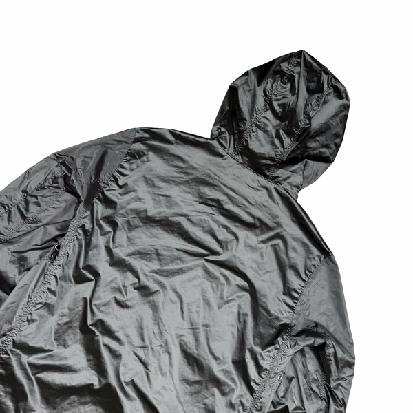 Prada Pewter Grey Metal Windbreaker Hooded Jacket - Small (46)