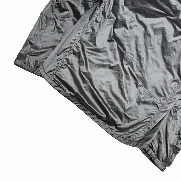 Prada Pewter Grey Metal Windbreaker Hooded Jacket - Small (46)