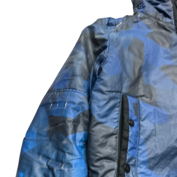 Stone Island Blue Fleece Lined Camo Reflective Jacket Medium