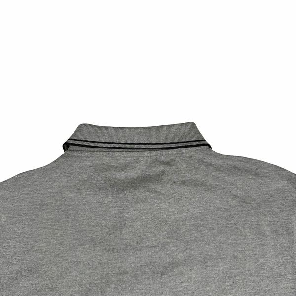 Stone Island  Grey Black Piped long Sleeve Cotton Polo Shirt - Large