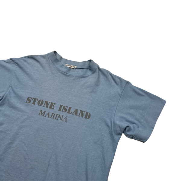 Stone Island Marina 90's Vintage Light Blue Cotton T Shirt - Large