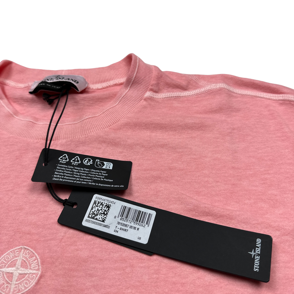 Stone Island 2023 Pink Embroidered Chest Logo T Shirt - Medium