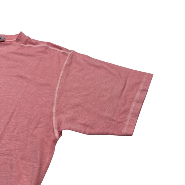 Stone Island 2023 Pink Embroidered Chest Logo T Shirt - Medium
