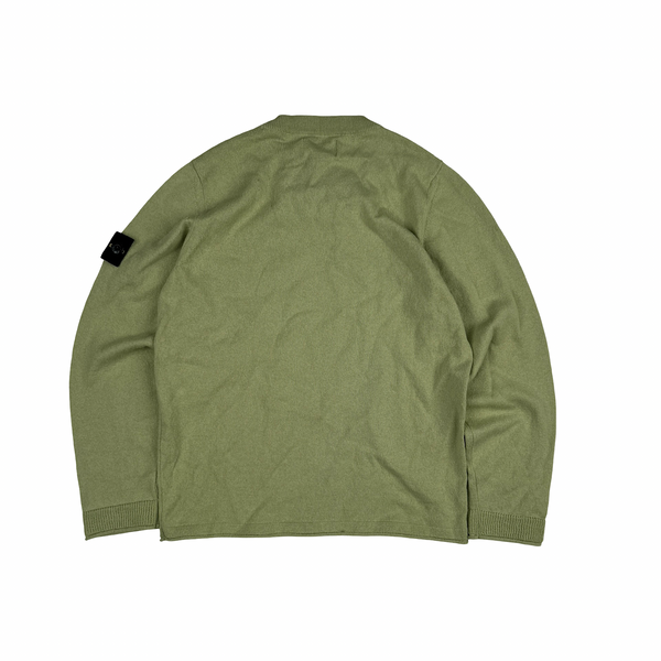 Stone Island Junior 2025 Light Green Knitted Cotton Pullover Crewneck - Age 8