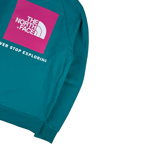 North Face Turquoise Crew Neck Cotton Spellout Jumper - Large