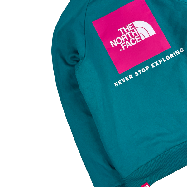 North Face Turquoise Crew Neck Cotton Spellout Jumper - Large