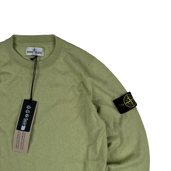 Stone Island Junior 2025 Light Green Knitted Cotton Pullover Crewneck - Age 8