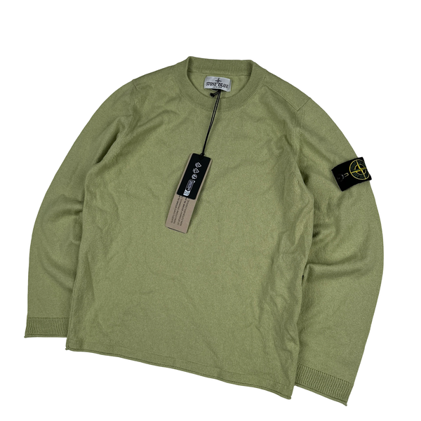 Stone Island Junior 2025 Light Green Knitted Cotton Pullover Crewneck - Age 8