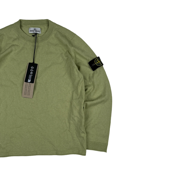 Stone Island Junior 2025 Light Green Knitted Cotton Pullover Crewneck - Age 8