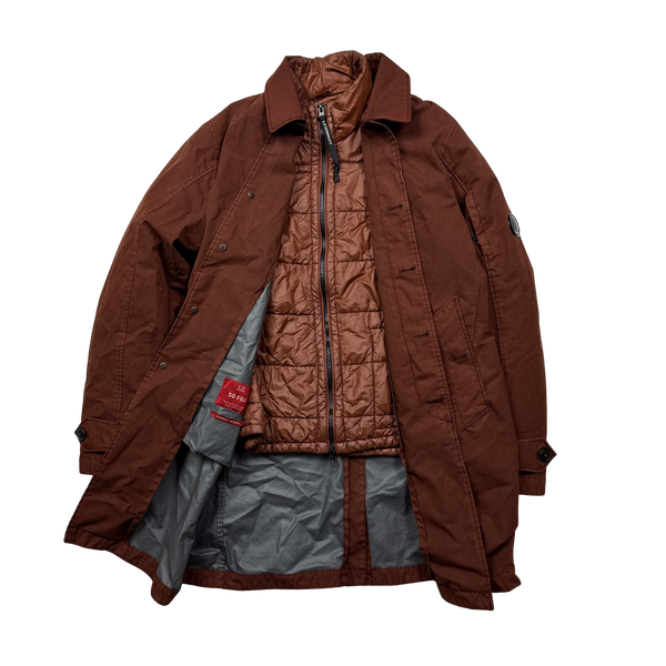 CP Company 50 Fili Brown Double Lined Trench Coat - Large