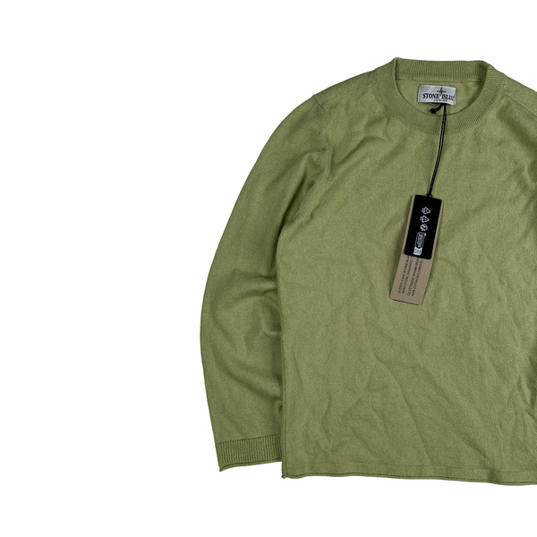 Stone Island Junior 2025 Light Green Knitted Cotton Pullover Crewneck - Age 8