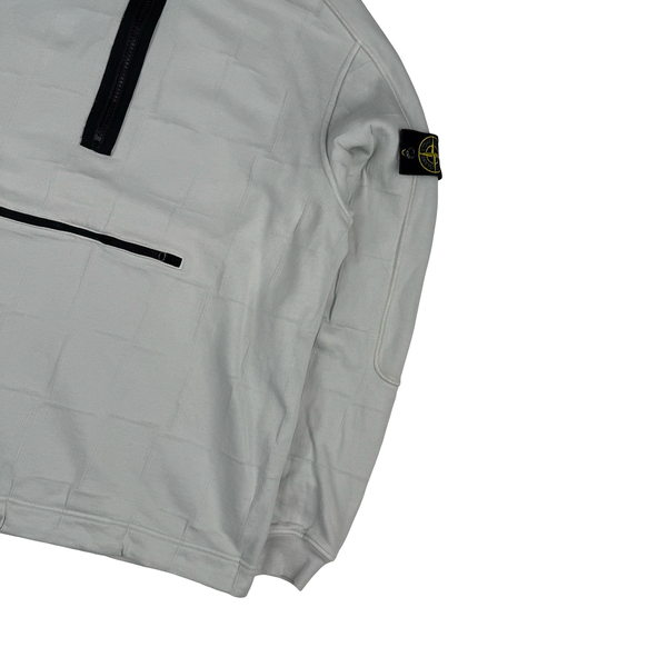 Stone Island 2017 Silver Quarter Zip Textured Cotton Pullover Jumper - XL