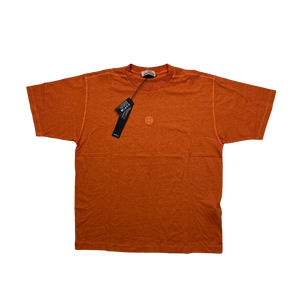 Stone Island 2023 Orange Embroidered Chest Logo T Shirt - Large & XXL