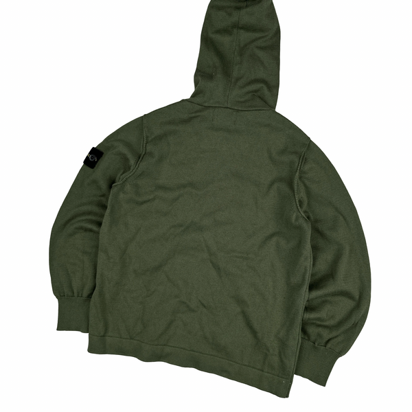 Stone Island Junior 2025 Green Knitted Cotton Zipped Hoodie - Age 8