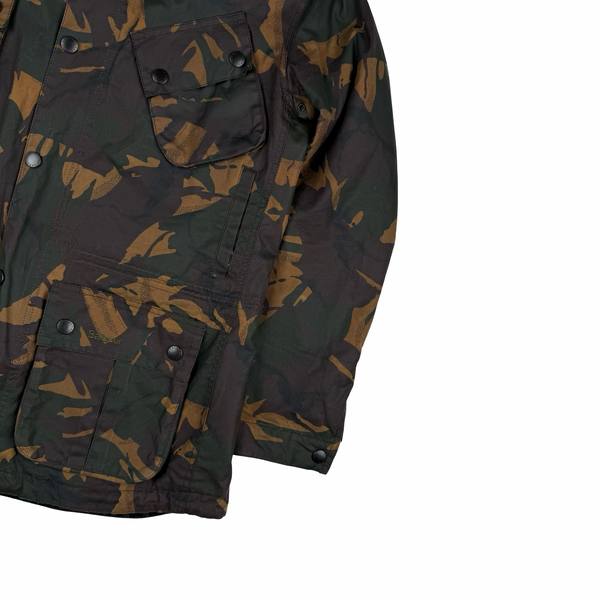 Barbour Camo Quilted Cotton Wax Hooded Parka Jacket - XL