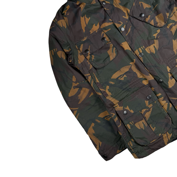 Barbour Camo Quilted Cotton Wax Hooded Parka Jacket - XL