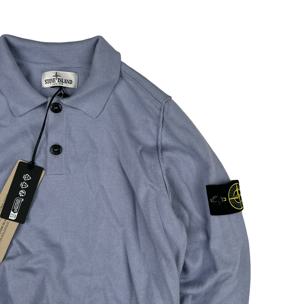 Stone Island Junior 2025 Blue Quarter Buttoned Cotton Jumper - Age 8