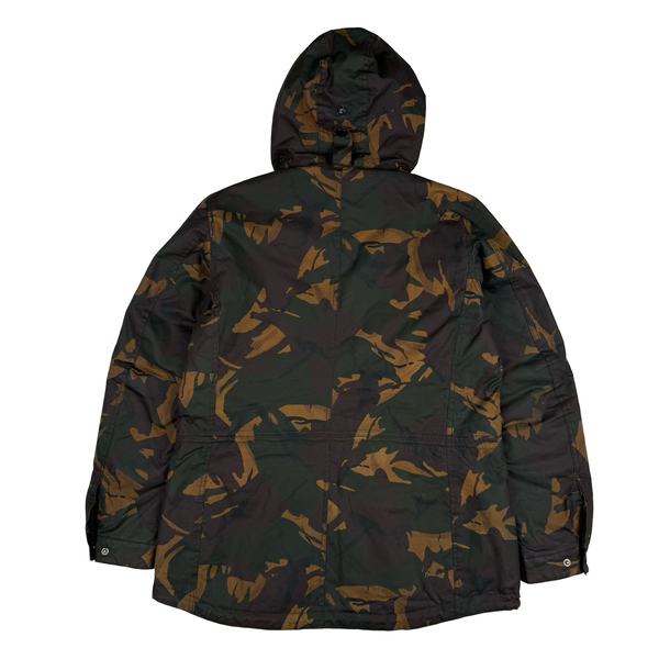 Barbour Camo Quilted Cotton Wax Hooded Parka Jacket - XL