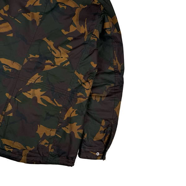 Barbour Camo Quilted Cotton Wax Hooded Parka Jacket - XL