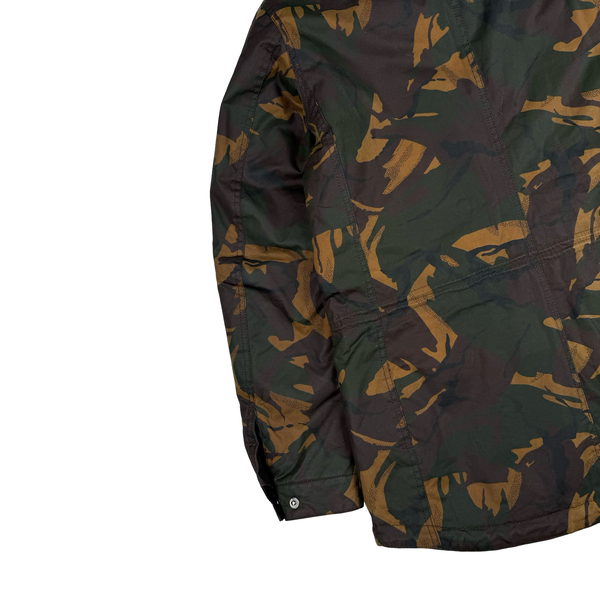 Barbour Camo Quilted Cotton Wax Hooded Parka Jacket - XL