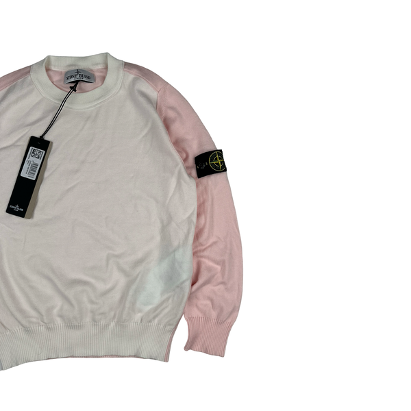 Stone Island Junior 2025 White/Pink Pullover Crewneck Jumper - Age 8