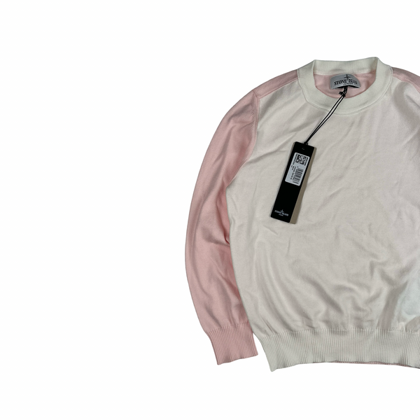 Stone Island Junior 2025 White/Pink Pullover Crewneck Jumper - Age 8