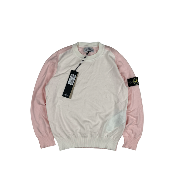 Stone Island Junior 2025 White/Pink Pullover Crewneck Jumper - Age 8