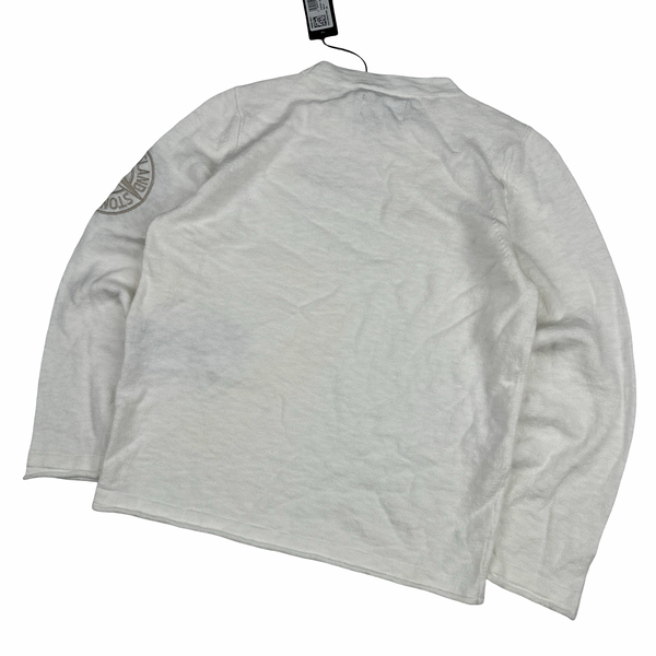 Stone Island Junior 2025 Cream Arm Logo Pullover Jumper - Age 8