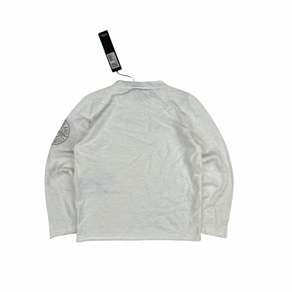 Stone Island Junior 2025 Cream Arm Logo Pullover Jumper - Age 8