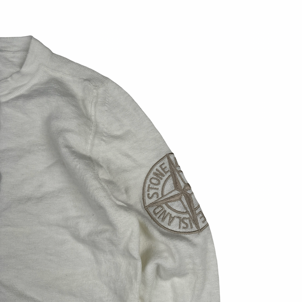 Stone Island Junior 2025 Cream Arm Logo Pullover Jumper - Age 8