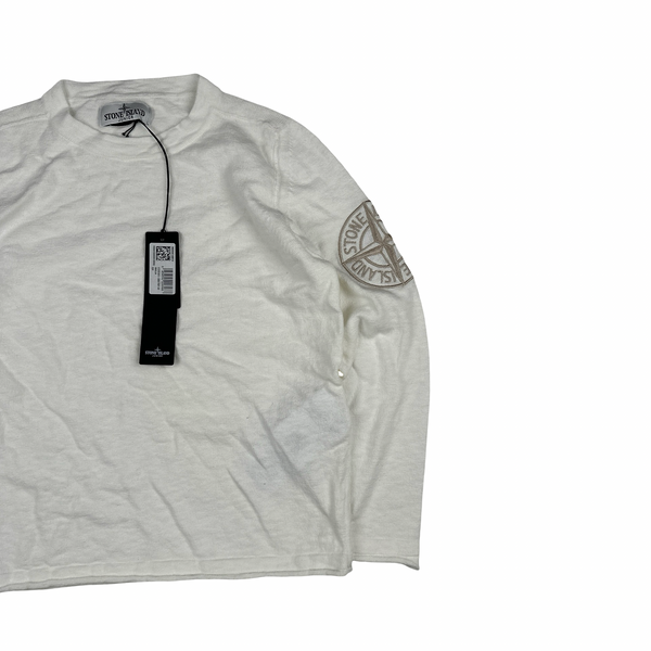 Stone Island Junior 2025 Cream Arm Logo Pullover Jumper - Age 8